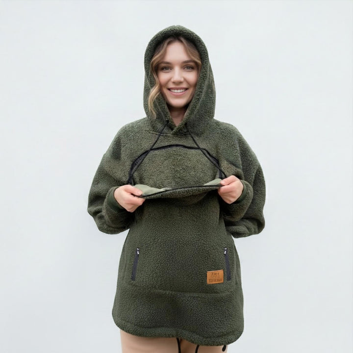 Pet Care Hoodie Long Sleeve Warm Fall Winter Pullover Sweatshirt with Dog Pouch for Outdoor Dog Walking excitement