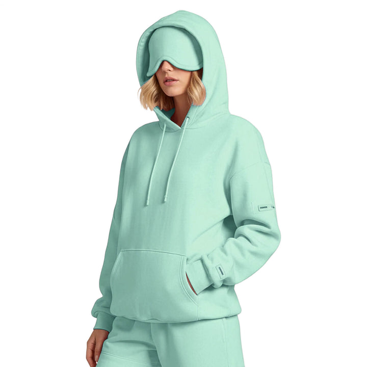 Airplane Mode Travel Hoodie Solid Color Women Comfort Travel Hoodie with Eyeshade Loose Pullover Fall Outfits steadfast