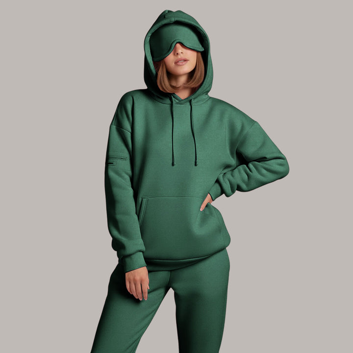 Airplane Mode Travel Hoodie Men Women Comfort Hoodies with Eyeshade Pullover Tops Clothes with Hidden Pockets active