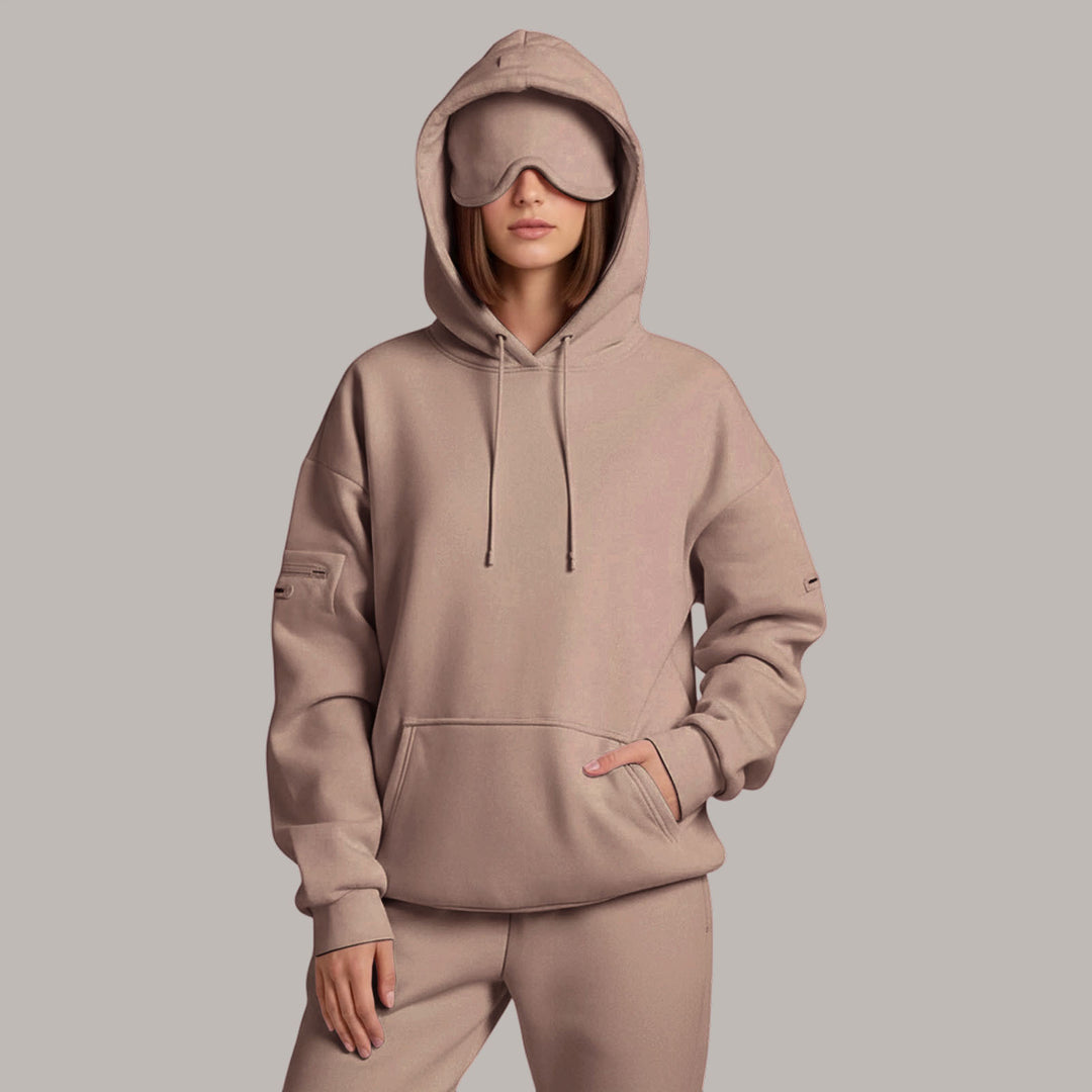 Airplane Mode Travel Hoodie Men Women Comfort Hoodies with Eyeshade Pullover Tops Clothes with Hidden Pockets active