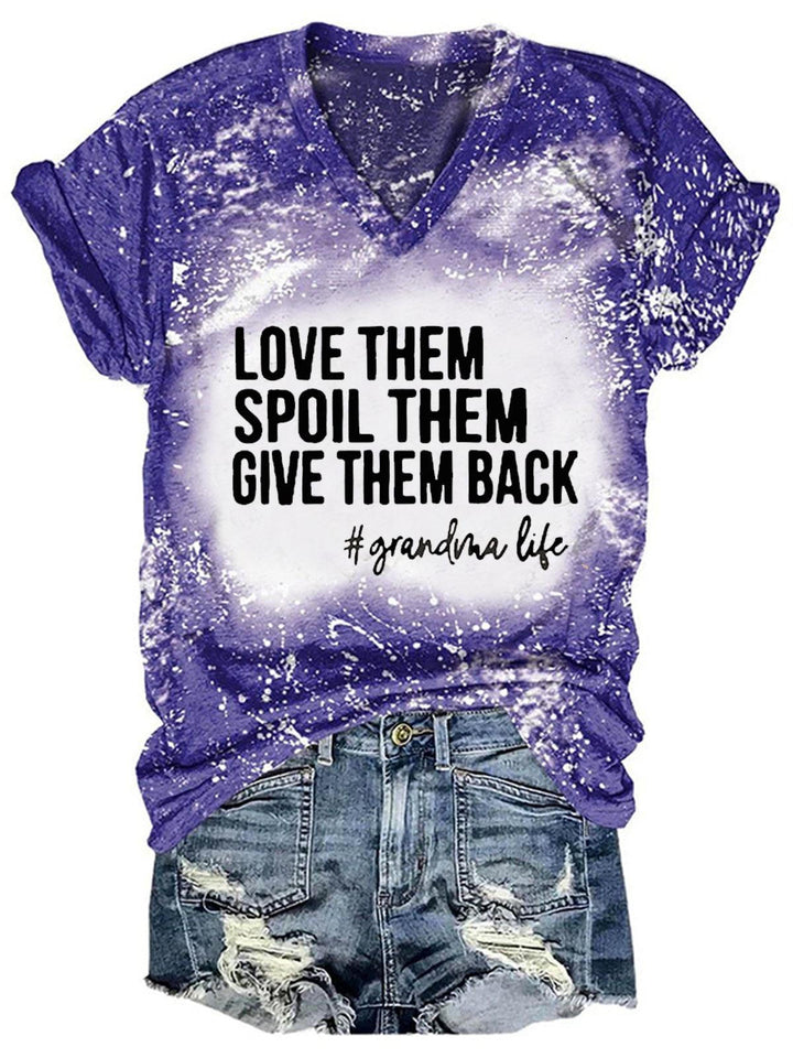 Love Them Spoil Them Give Them Grandma Tie-Dye Print Casual Top