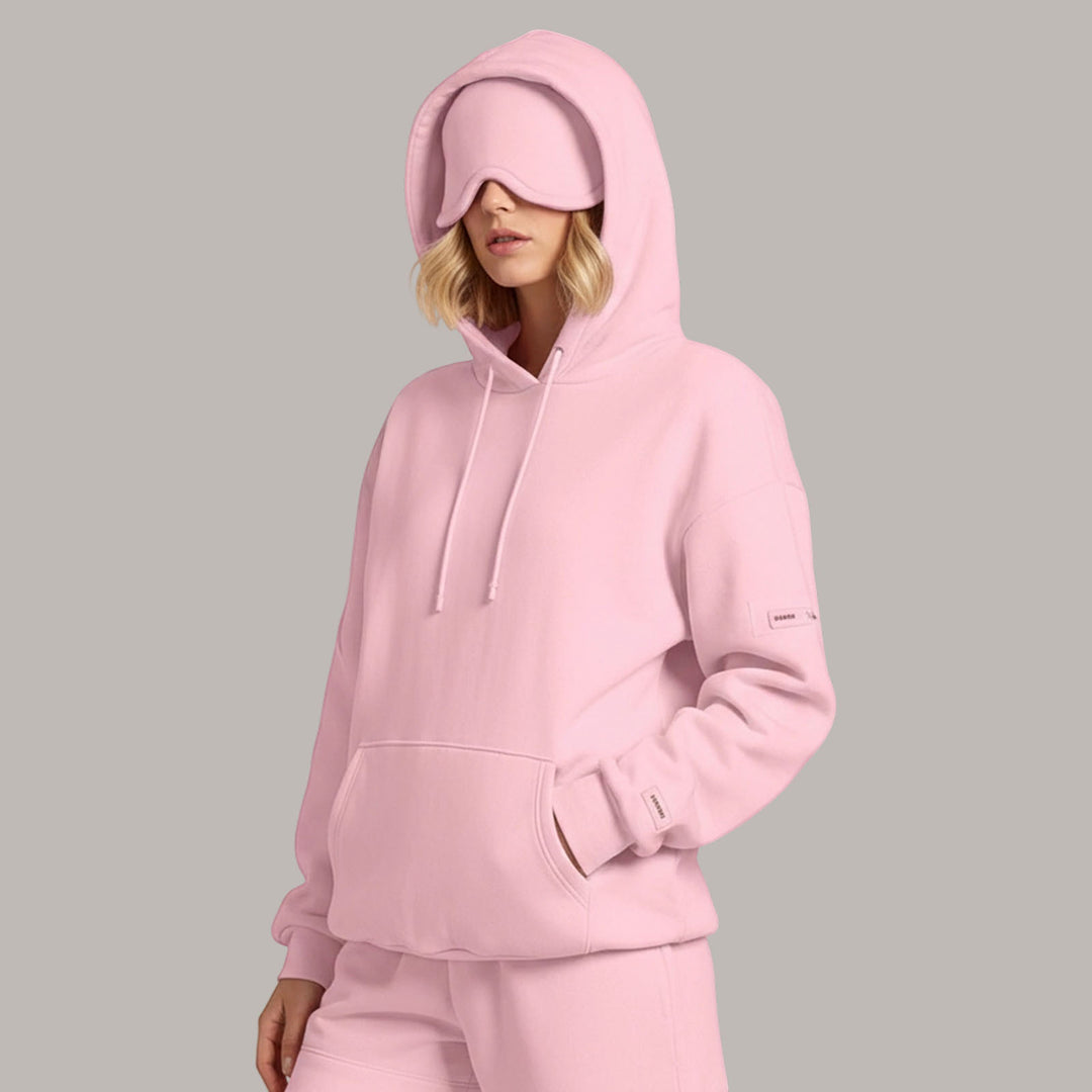 Airplane Mode Travel Hoodie Solid Color Women Comfort Travel Hoodie with Eyeshade Loose Pullover Fall Outfits steadfast