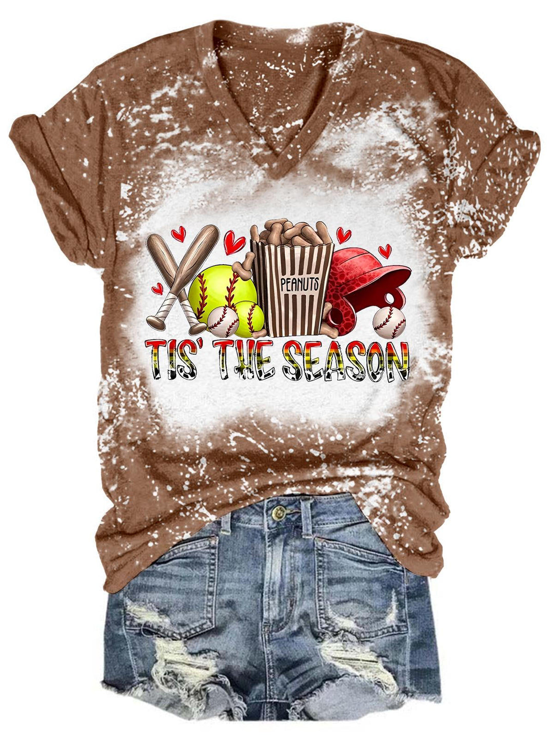 Tis' The Season Sport Tie Dye V Neck T-shirt