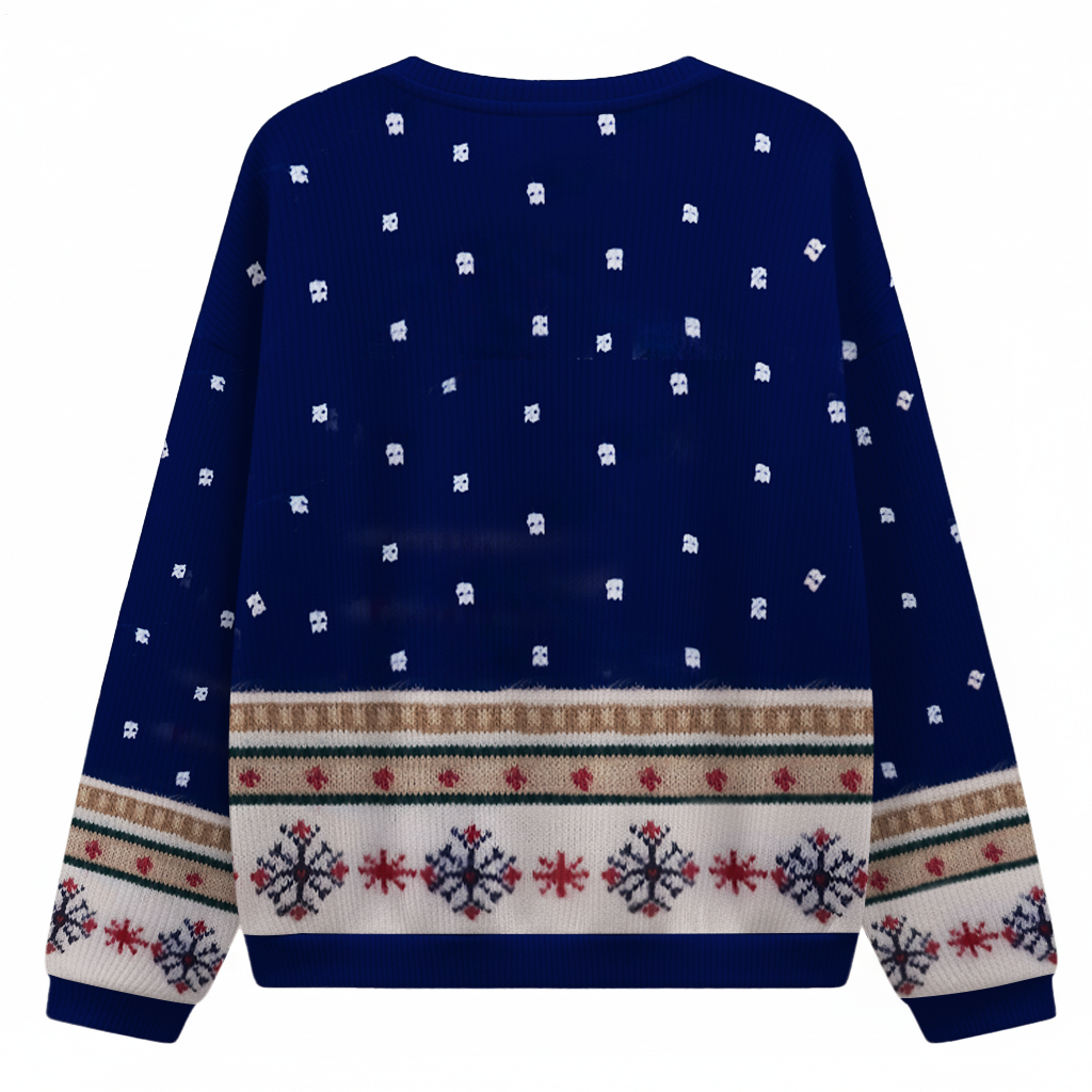 Women's Retro Cozy Christmas Cottage Round Neck Ugly Sweater