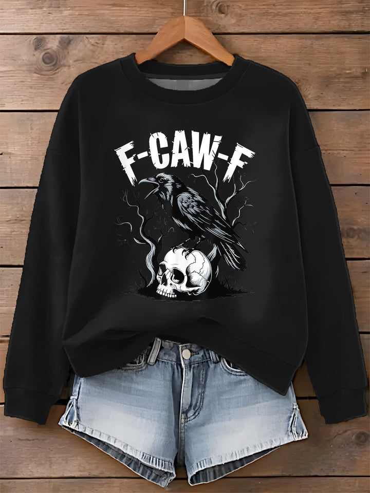 F-Caw-F Printed Long Sleeve Casual Top