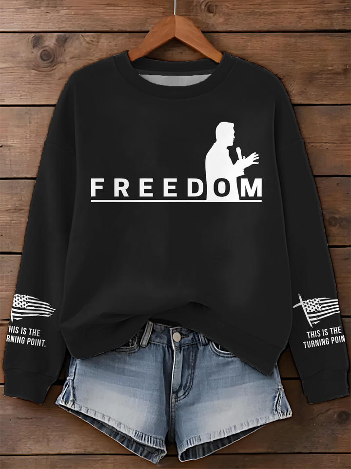 Freedom Printed Long Sleeve Casual Top