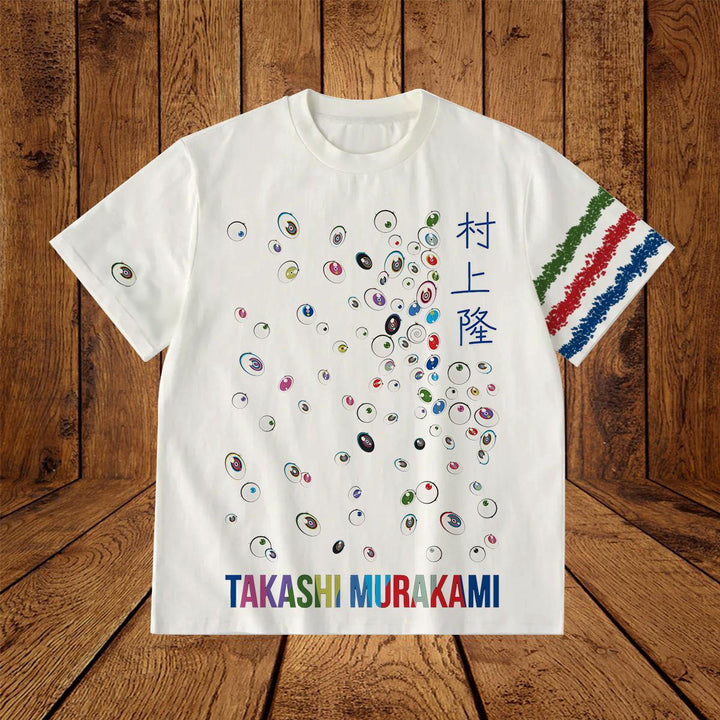 Murakami Takashi Art Painting Prints Crew Neck T-shirt