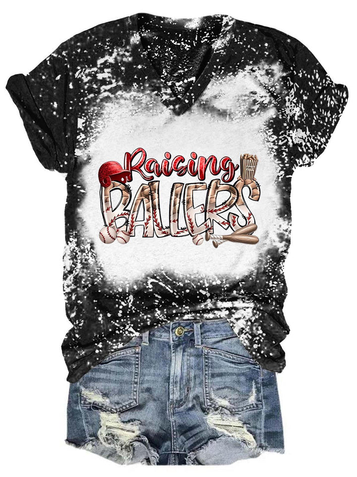 Raising Ballers Tie Dye V Neck T-shirt