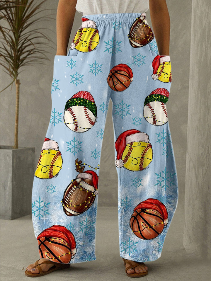 Women's Christmas Football Print Casual Pants