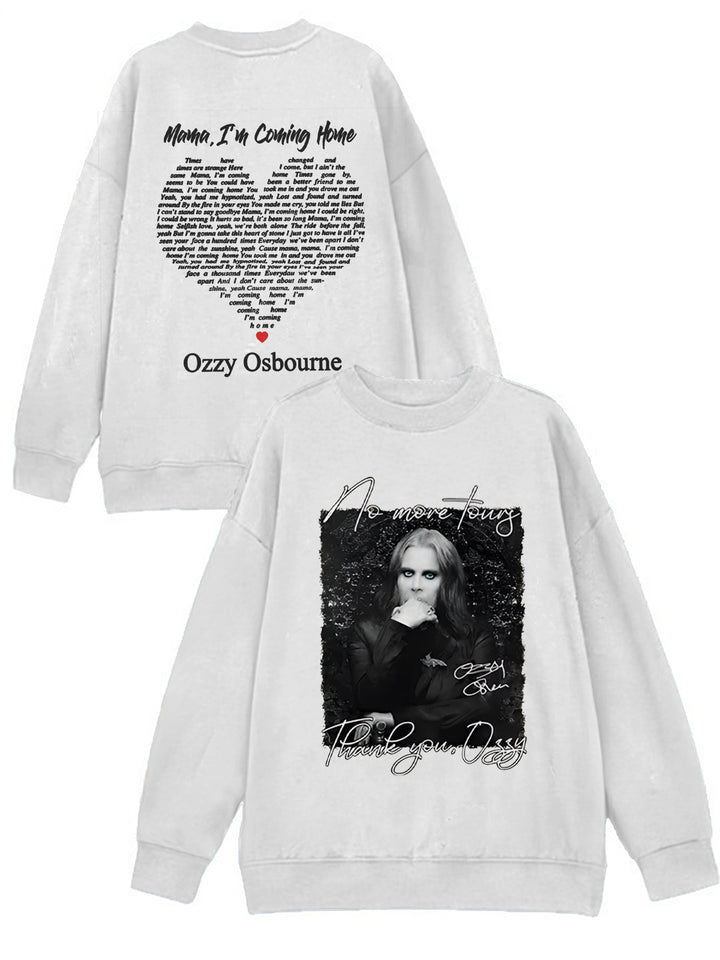 In Memory of Ozzy Osbourne Printed Long Sleeve Casual Top
