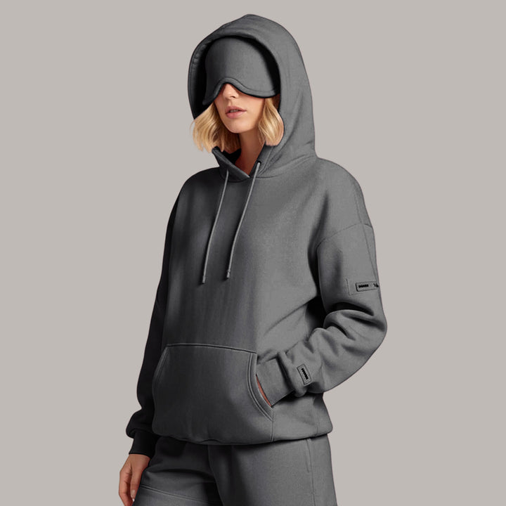 Airplane Mode Travel Hoodie Men Women Comfort Hoodies with Eyeshade Pullover Tops Clothes with Hidden Pockets active