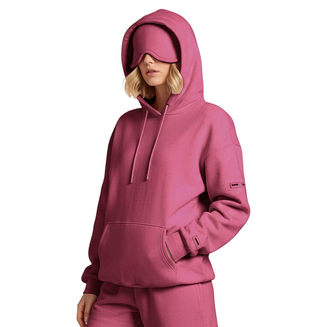 Airplane Mode Travel Hoodie Solid Color Women Comfort Travel Hoodie with Eyeshade Loose Pullover Fall Outfits steadfast