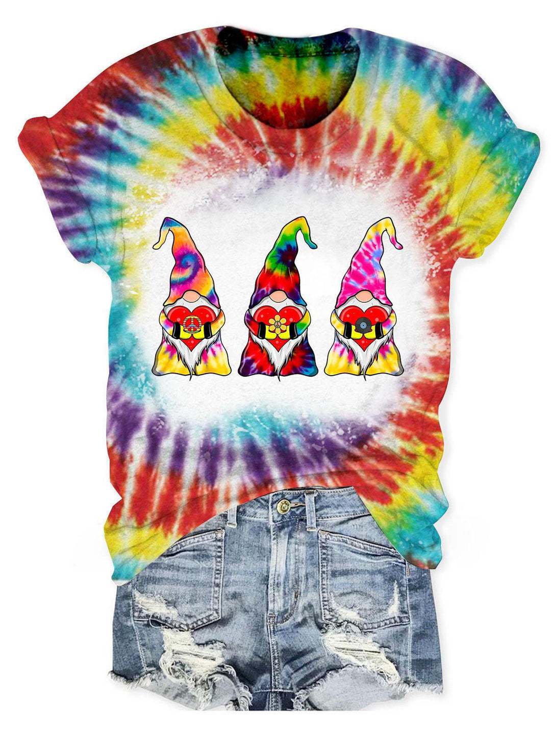 Casual Tie Dye Gnome Hippie T-Shirt