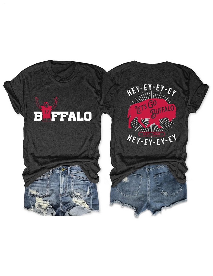 T-Shirt mit Rundhalsausschnitt und Buffalo-Football-Print 