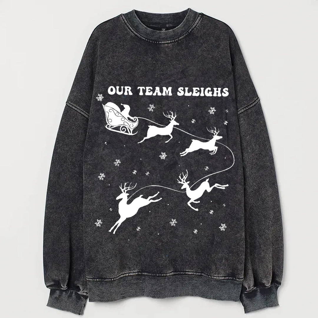 Women's Christmas Sleigh Family Vintage Sweatshirt