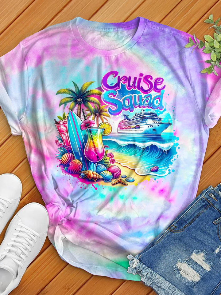 Summer Vacation Island Printed Crew Neck T-shirt