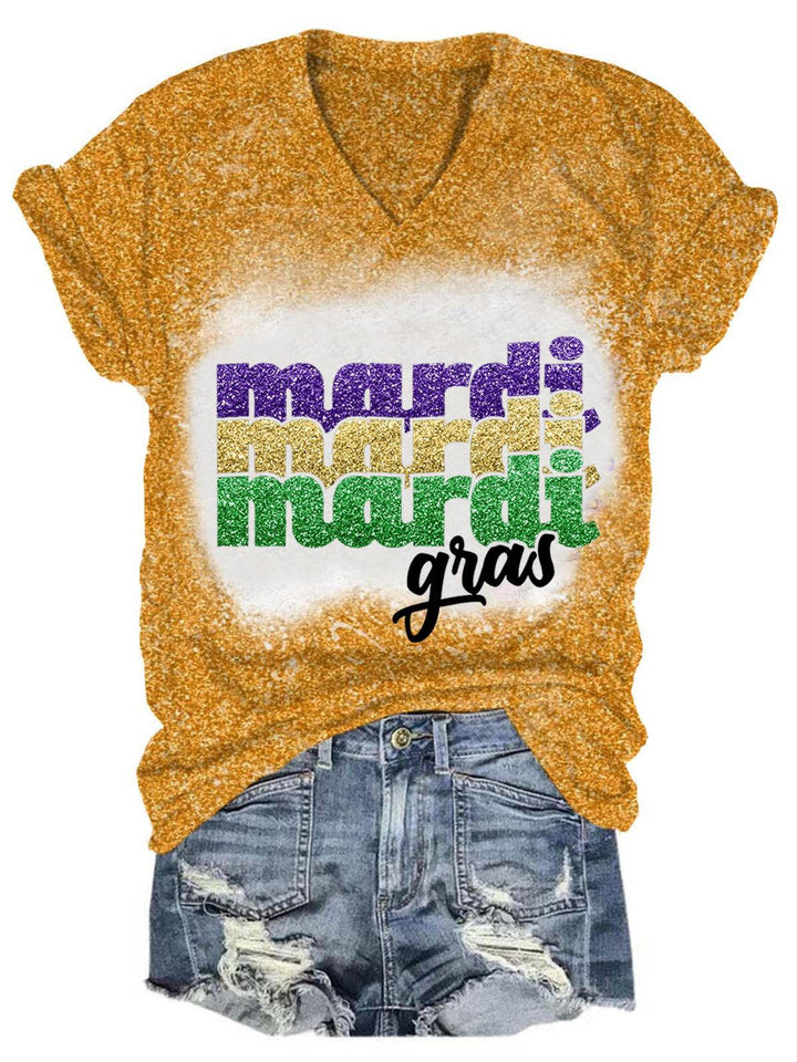 Glitter Mardi Gras Print T-Shirt