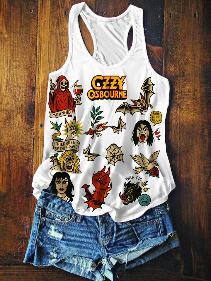 Ozzy Osbourne Printed Casual Tank Top