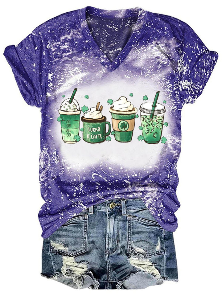 Women's Coffee Print St. Patrick's Day T-Shirt