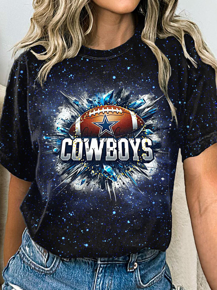 Women's Dallas Cowboys Football Print Crew Neck T-shirt