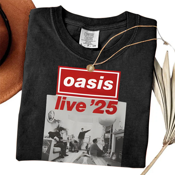 Oasis Live Tour 2025 Vintage Retro T-shirt