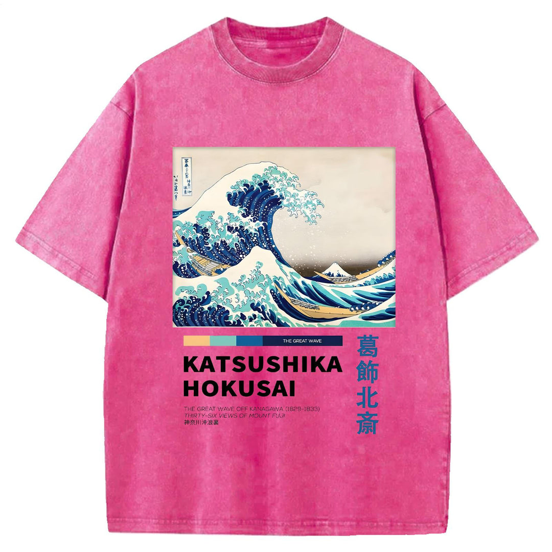 Katsushika Hokusai Wave Art Paint Retro T-shirt