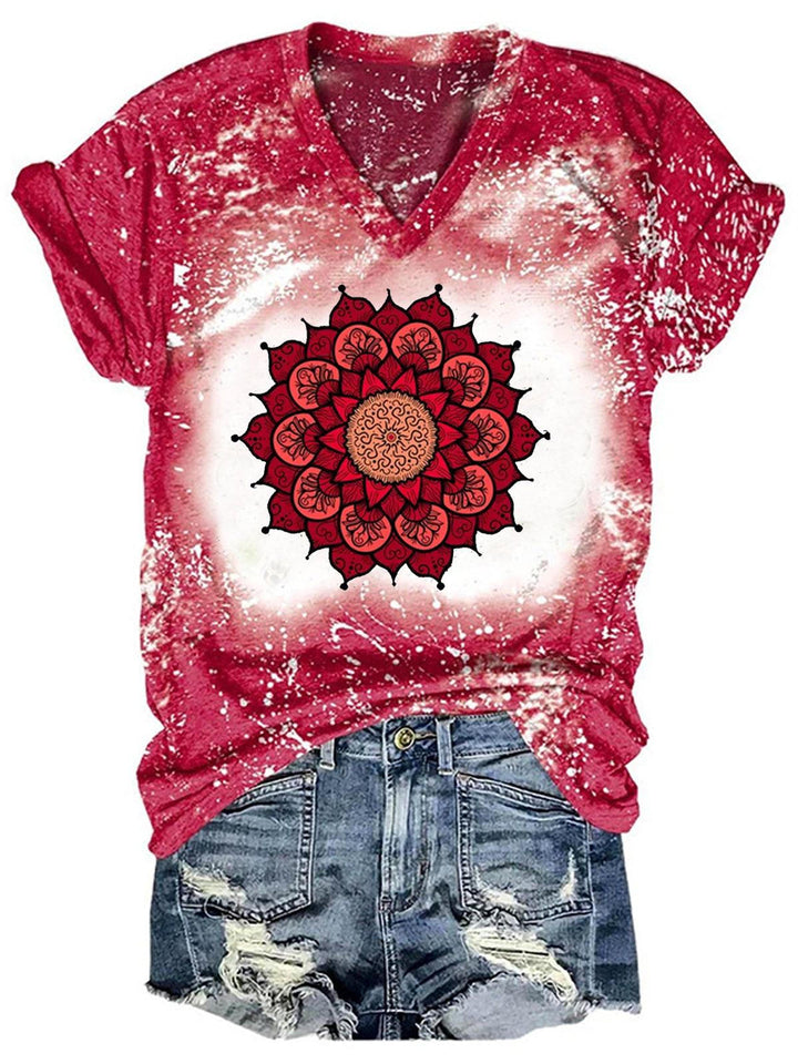 Women's Mandala Print Tie Dye T-Shirt