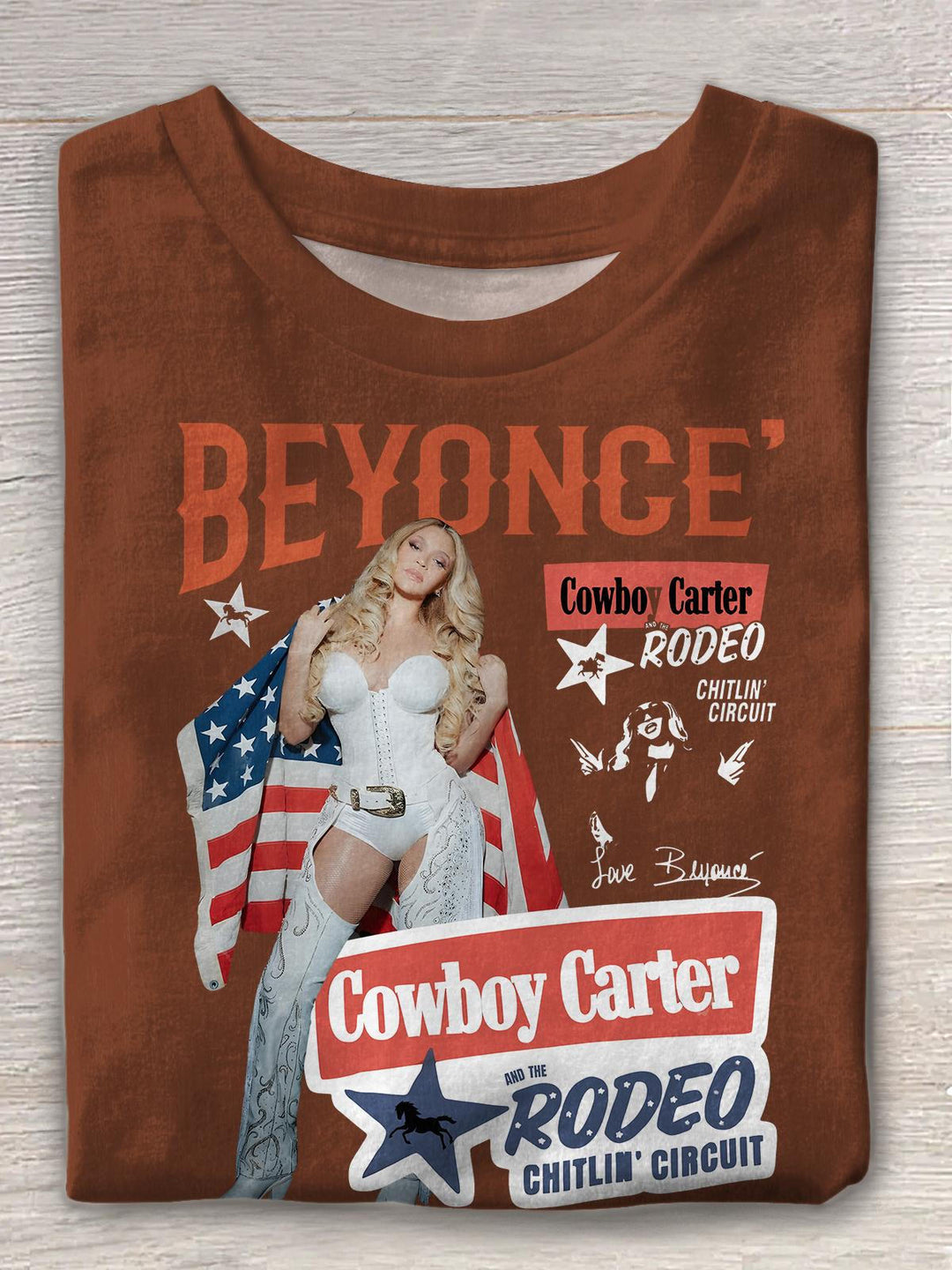 Beyonc é Creative Print Crew Neck T-shirt
