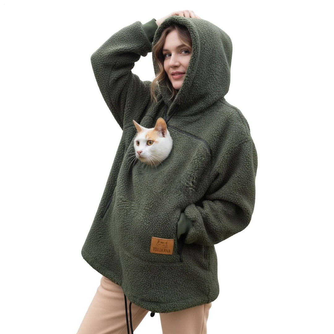 Pet Care Hoodie Long Sleeve Warm Fall Winter Pullover Sweatshirt with Dog Pouch for Outdoor Dog Walking excitement