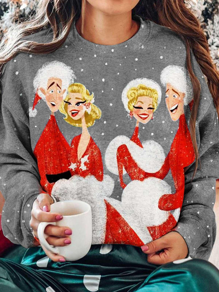 Merry Christmas Print Casual Long Sleeve Top