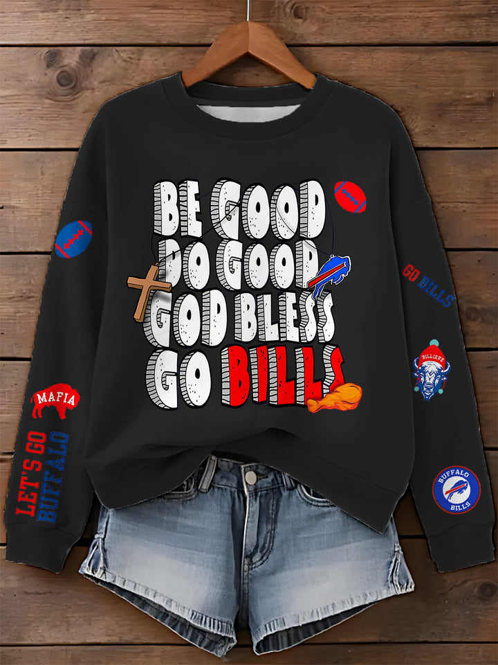 Fun Buffalo Bills Printed Long Sleeve Casual Top
