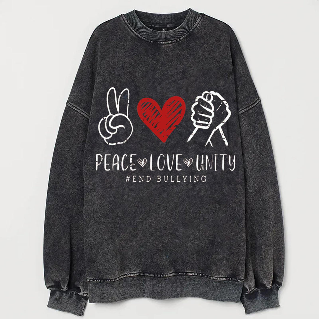 Women's Peace Love Unity Kindness Anti-Bullying Vintage Sweatshirt