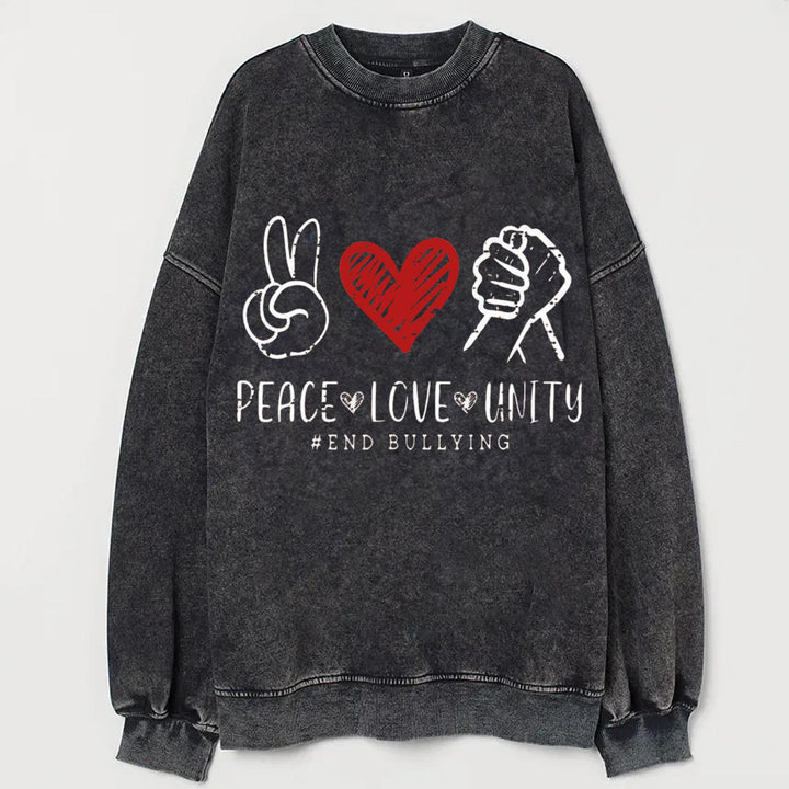 Women's Peace Love Unity Kindness Anti-Bullying Vintage Sweatshirt