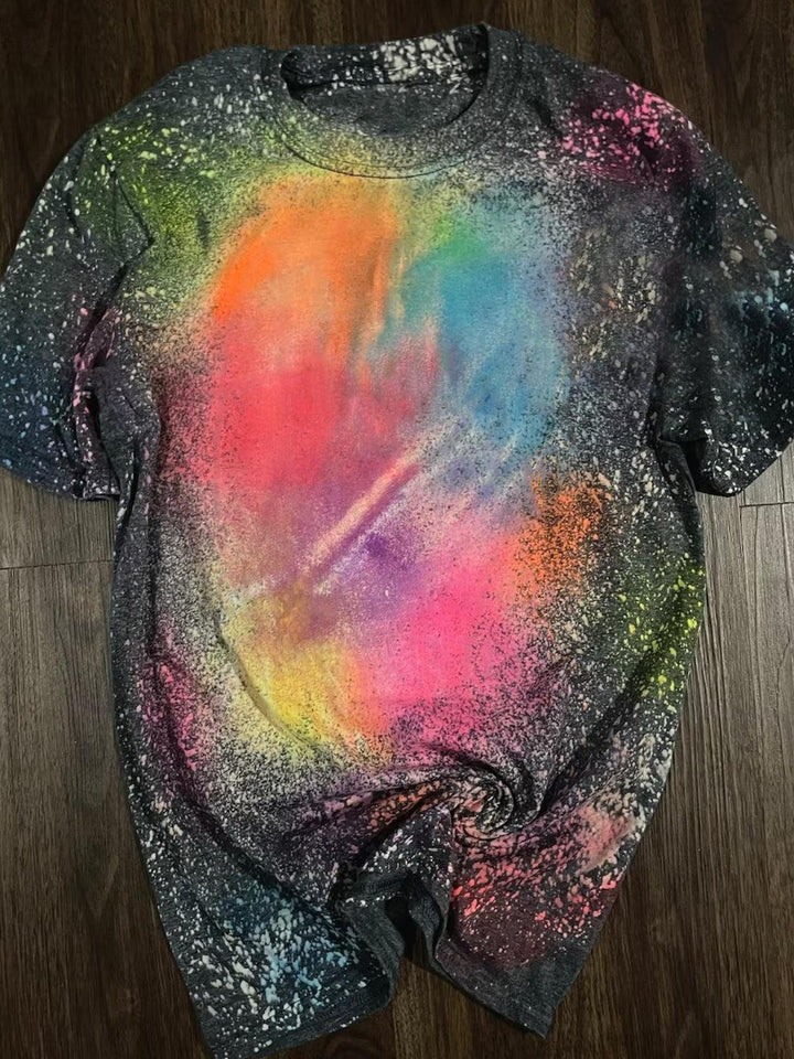 Women's Round Neck Tie Dye Casual T-Shirt