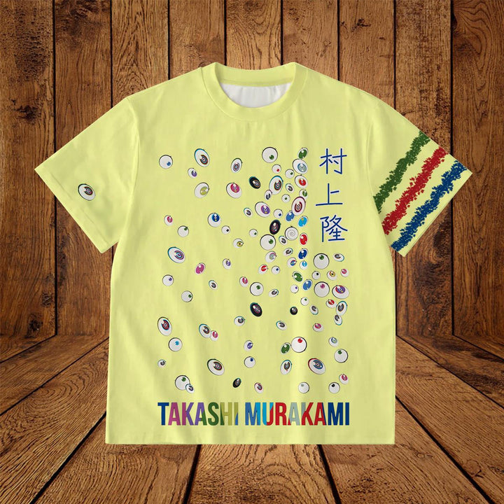 Murakami Takashi Art Painting Prints Crew Neck T-shirt