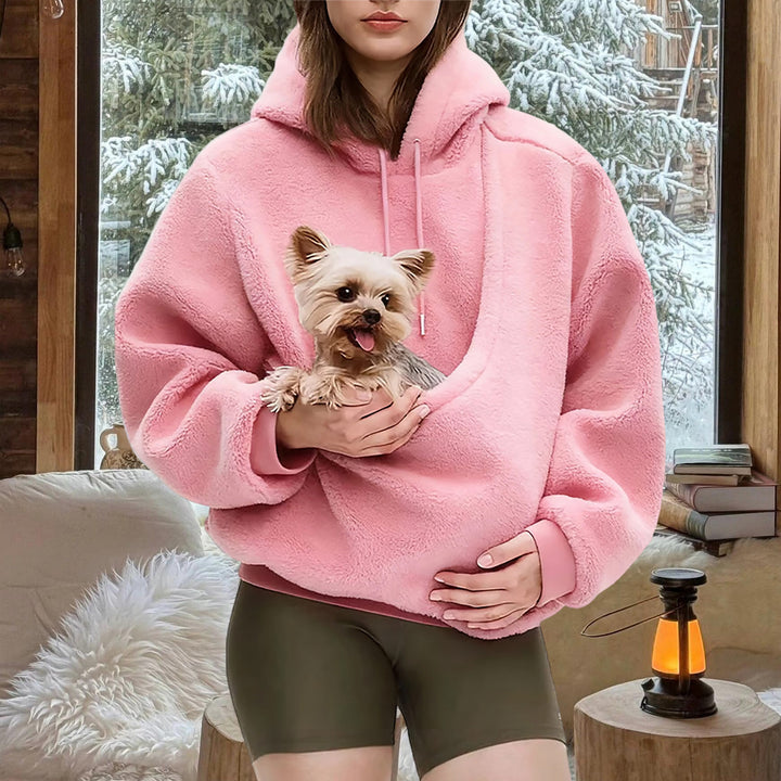 Pet Carrier Hoodie Fuzzy Solid Color Puppy Kitten Cat Holder Carriers Hoodies with Pocket for Home Sofa upgrade