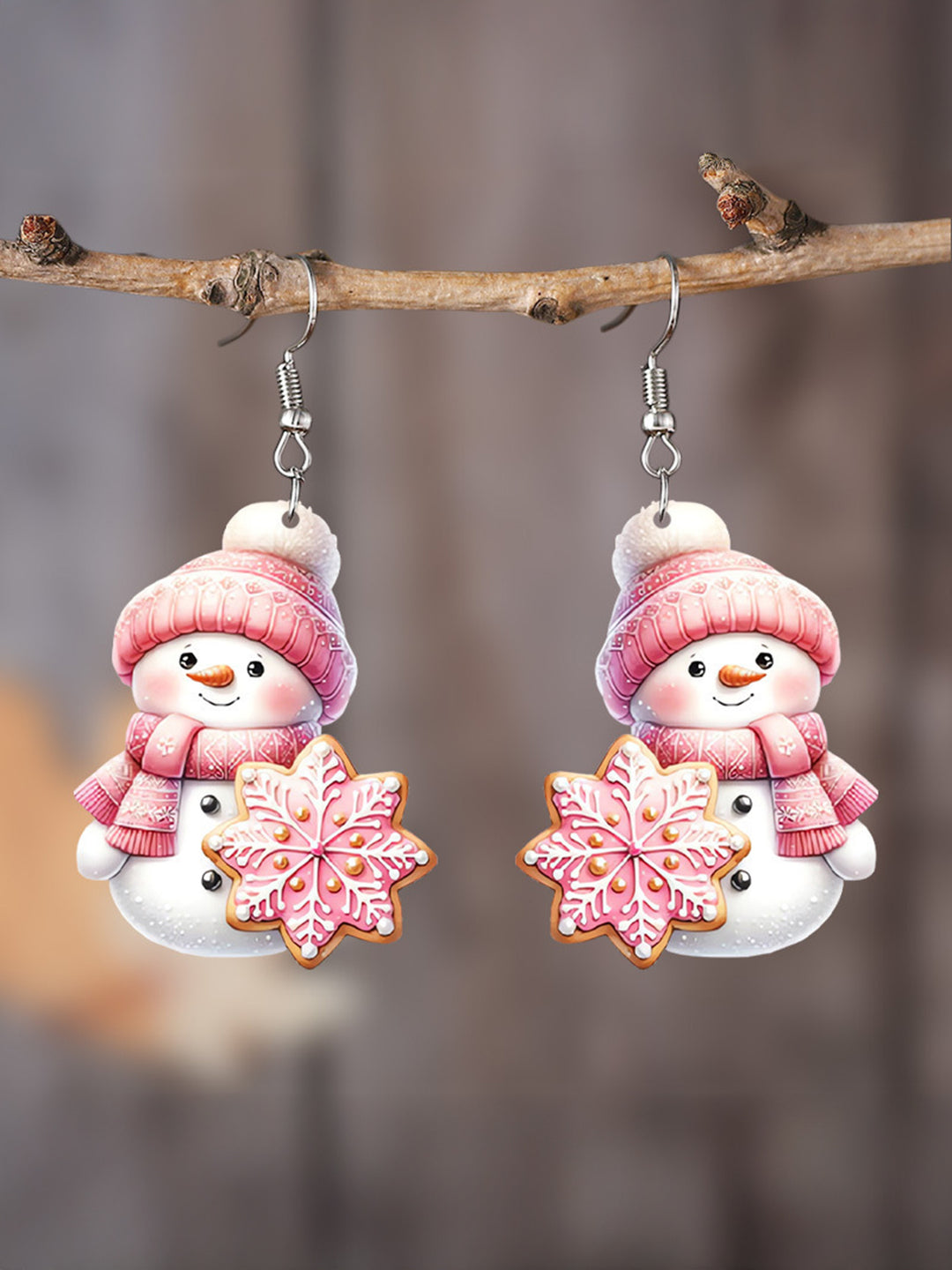 Sequin Acrylic Cartoon Christmas Snowman Earrings