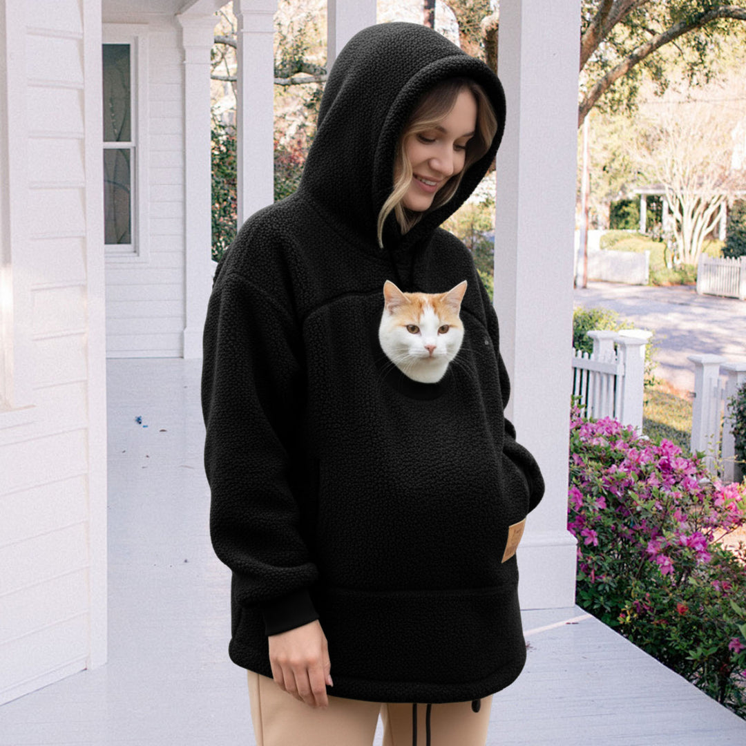Pet Care Hoodie Long Sleeve Warm Fall Winter Pullover Sweatshirt with Dog Pouch for Outdoor Dog Walking excitement