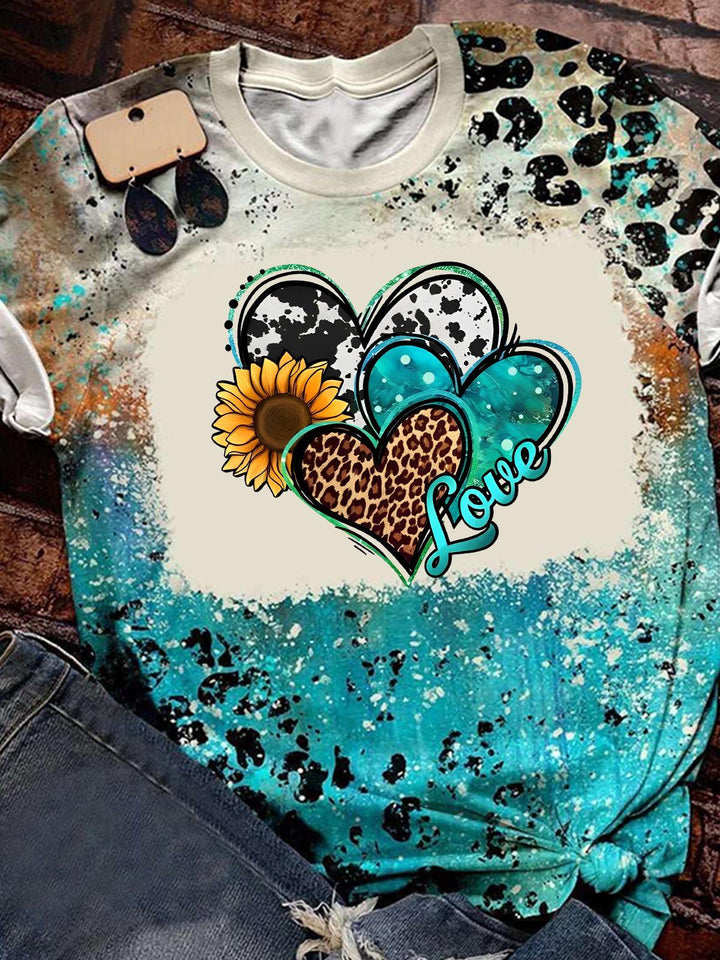 Women's Sunflower Heart Print Top