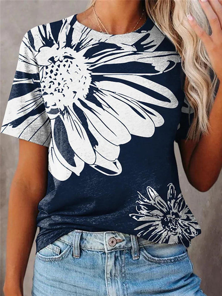 Women's Daisy Print Crewneck Top