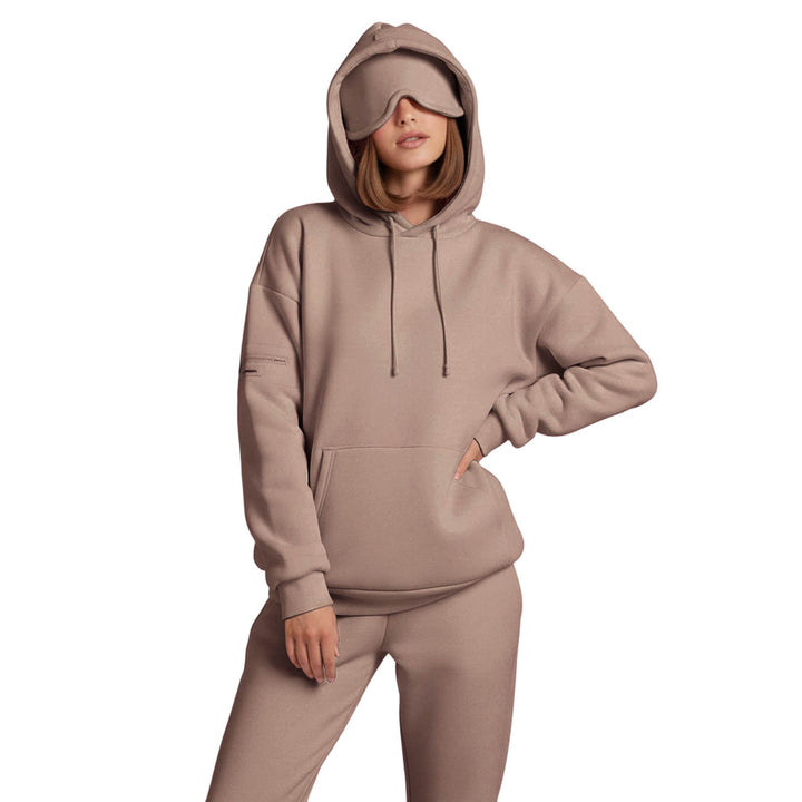 Airplane Mode Travel Hoodie Men Women Comfort Hoodies with Eyeshade Pullover Tops Clothes with Hidden Pockets active