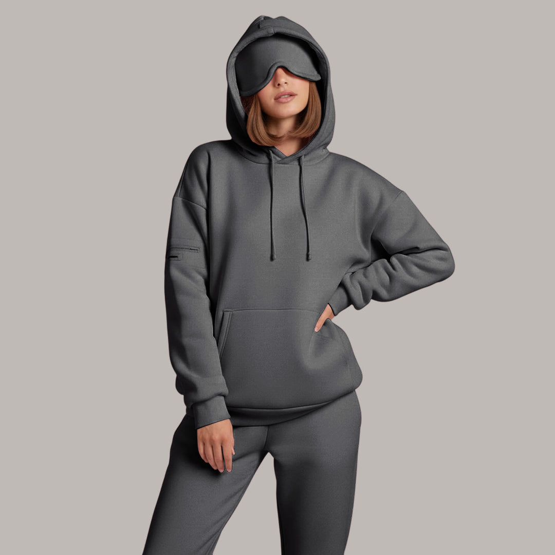 Airplane Mode Travel Hoodie Men Women Comfort Hoodies with Eyeshade Pullover Tops Clothes with Hidden Pockets active