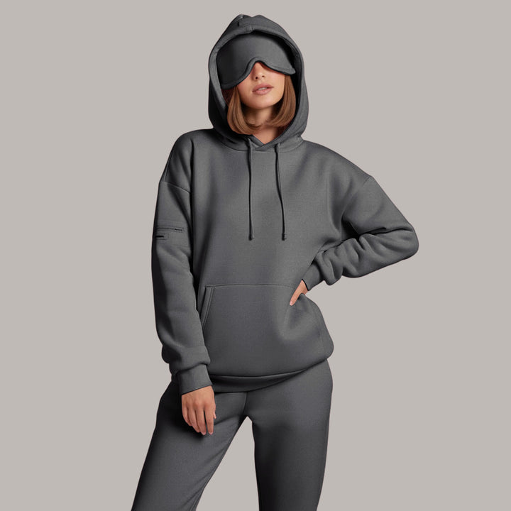 Airplane Mode Travel Hoodie Men Women Comfort Hoodies with Eyeshade Pullover Tops Clothes with Hidden Pockets active