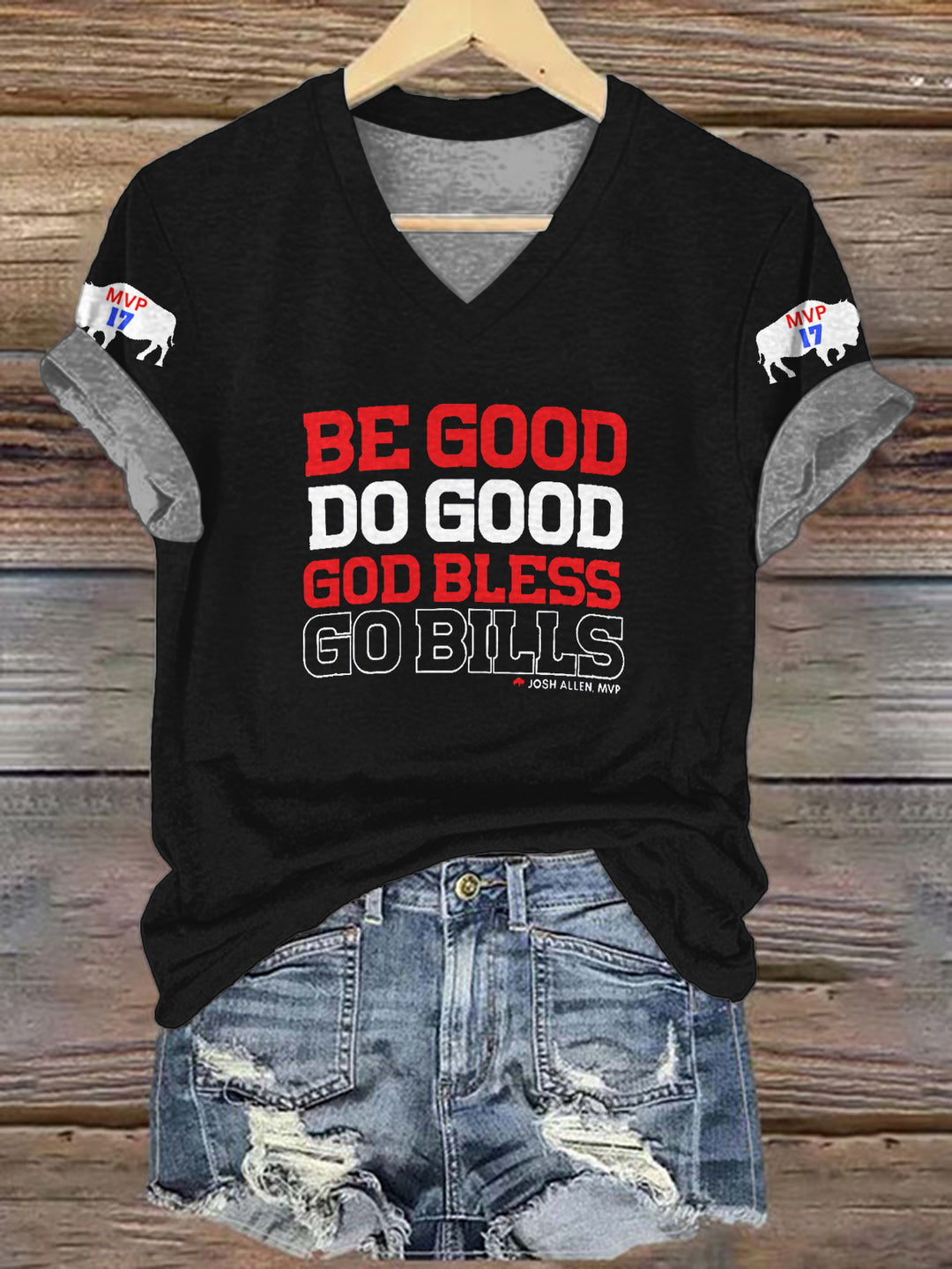 Sei gut, tu Gutes, Josh Allen MVP T-Shirt mit V-Ausschnitt 