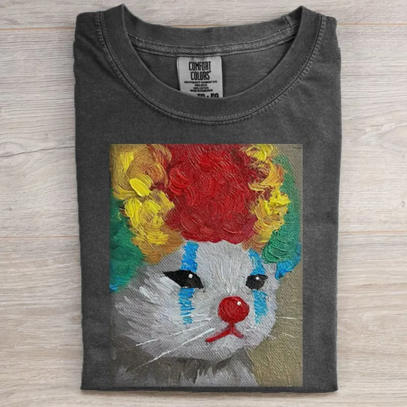 Funny clown Cat Retro T-shirt