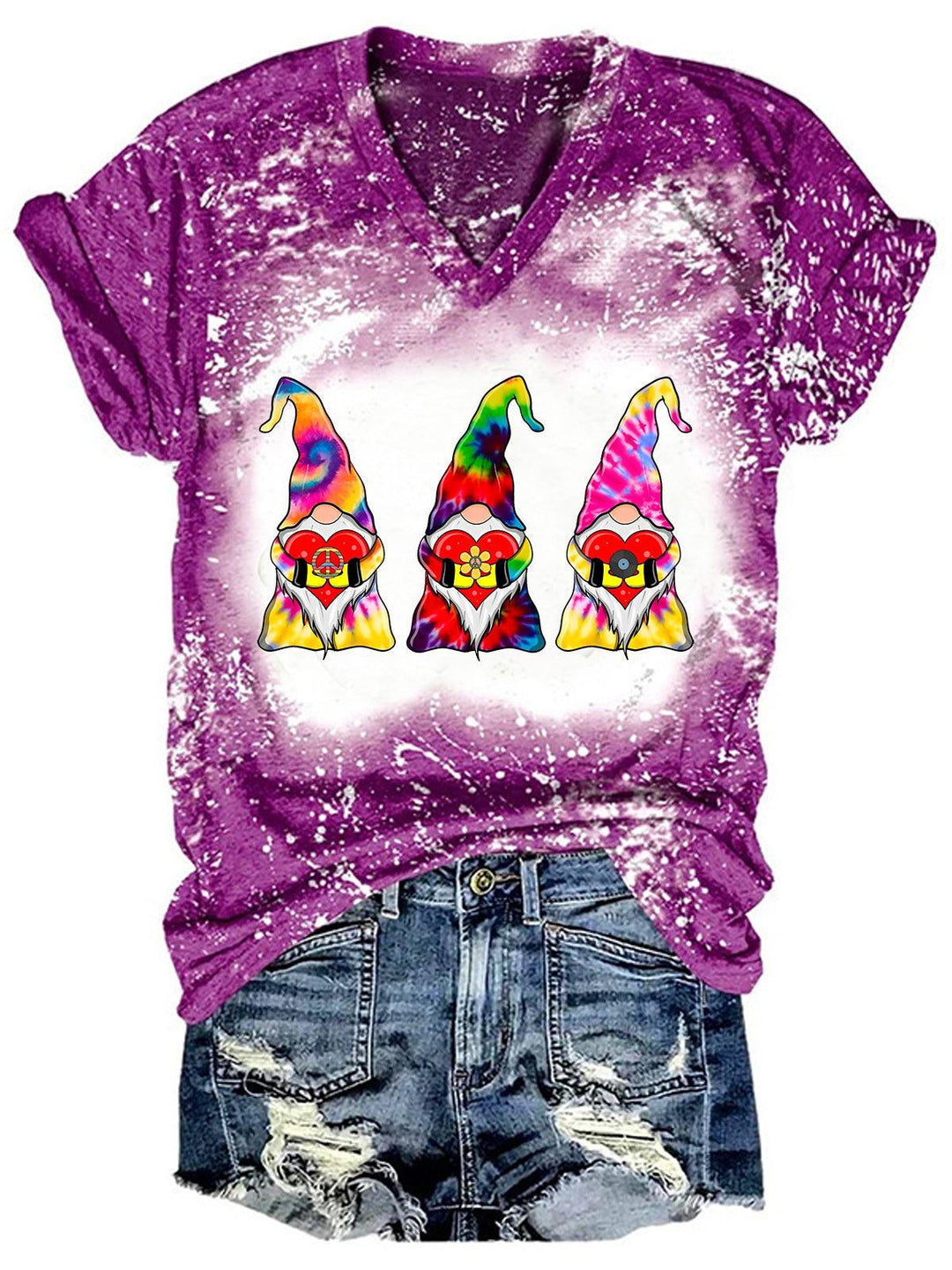 Casual Tie Dye Gnome Hippie T-Shirt