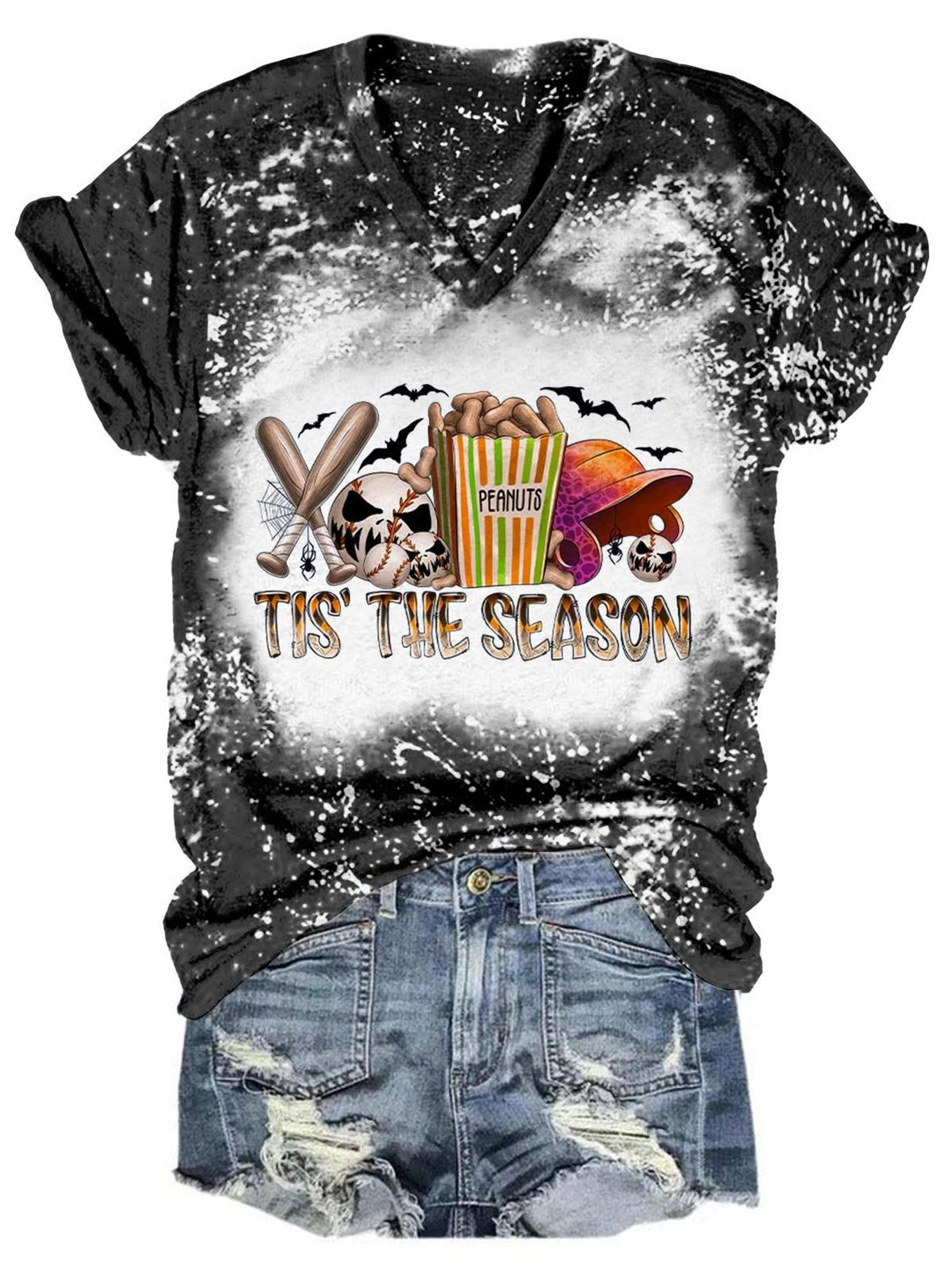 Tis' The Season Halloween Baseball V-Neck T-Shirt