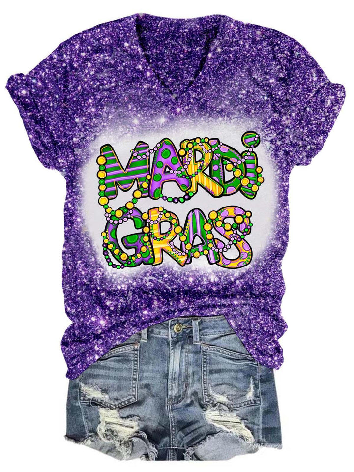 Fat Tuesday Mardi Gras Glitter T-Shirt