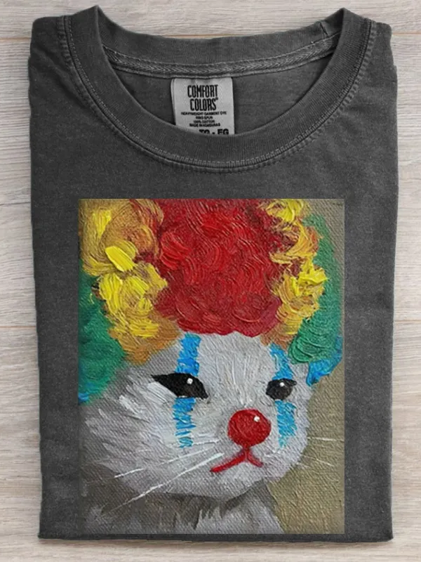 Funny clown Cat Retro T-shirt