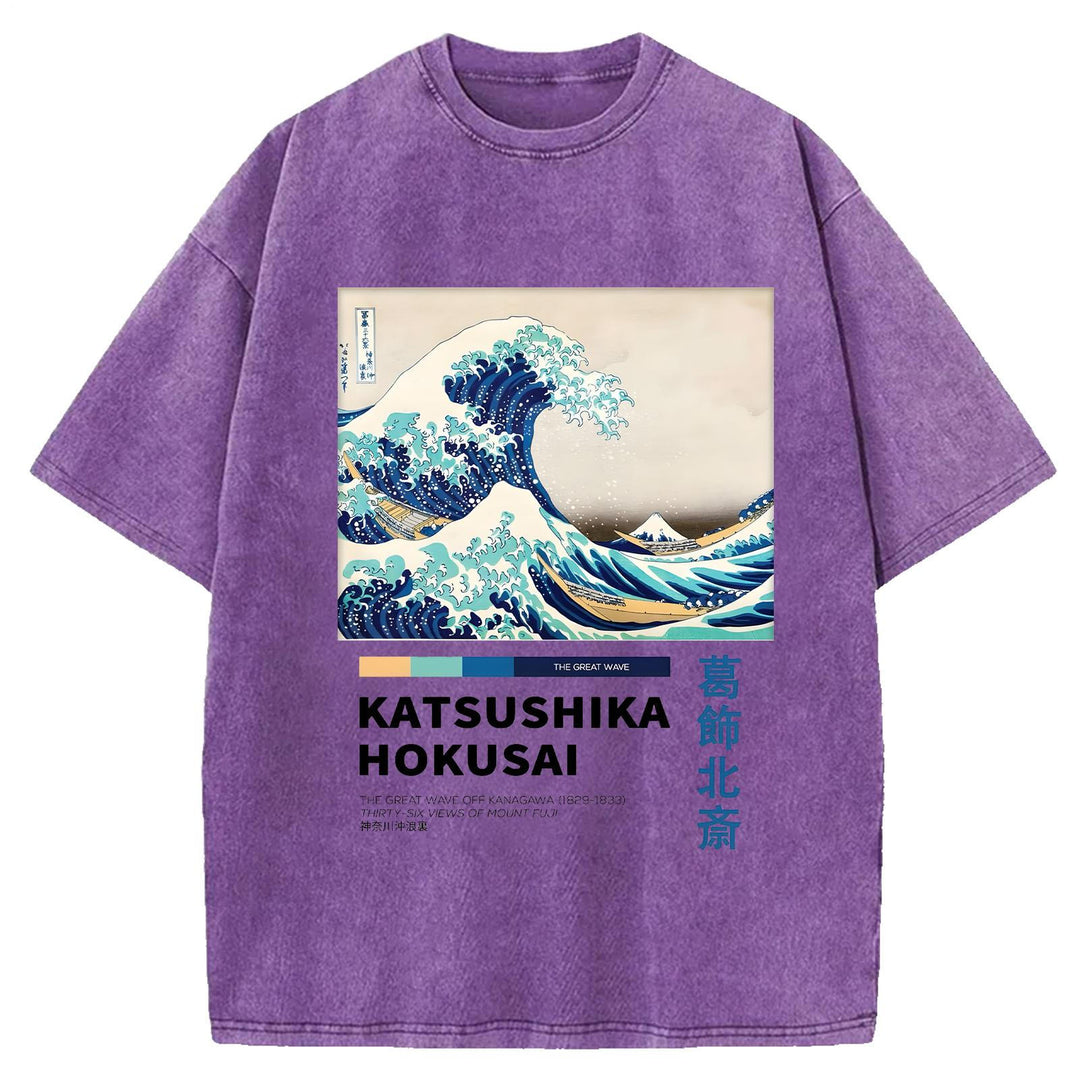 Katsushika Hokusai Wave Art Paint Retro T-shirt
